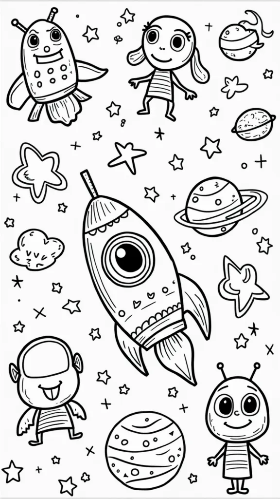 cute space coloring pages